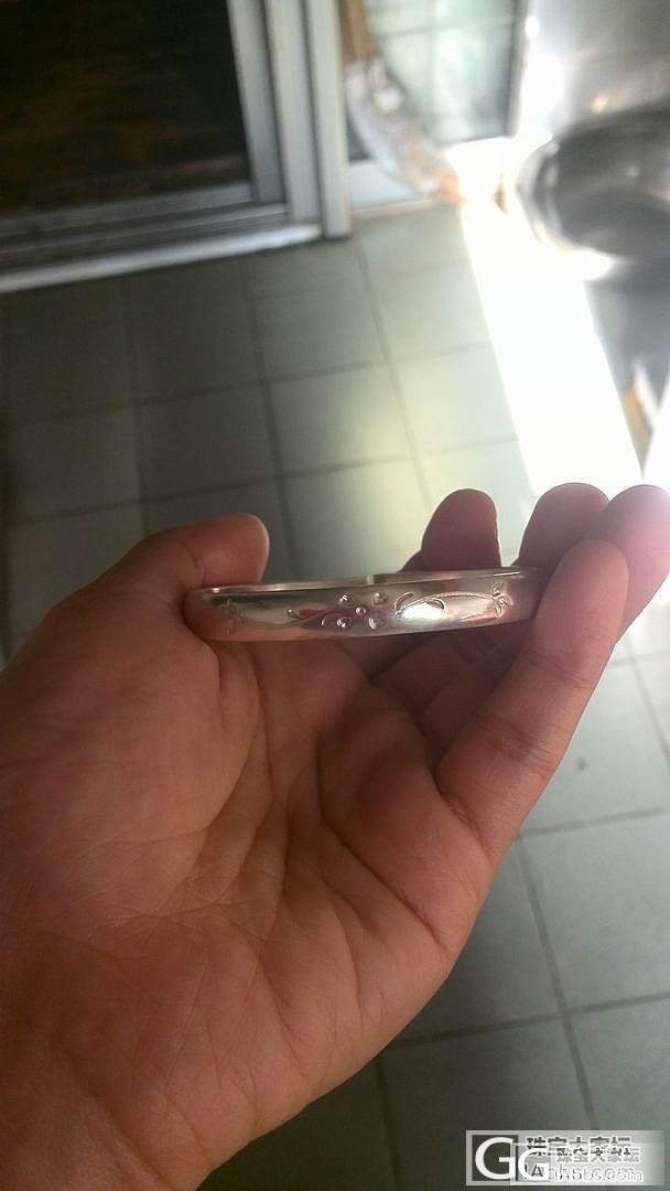 蒸馏猫家手工刻花镯子_银