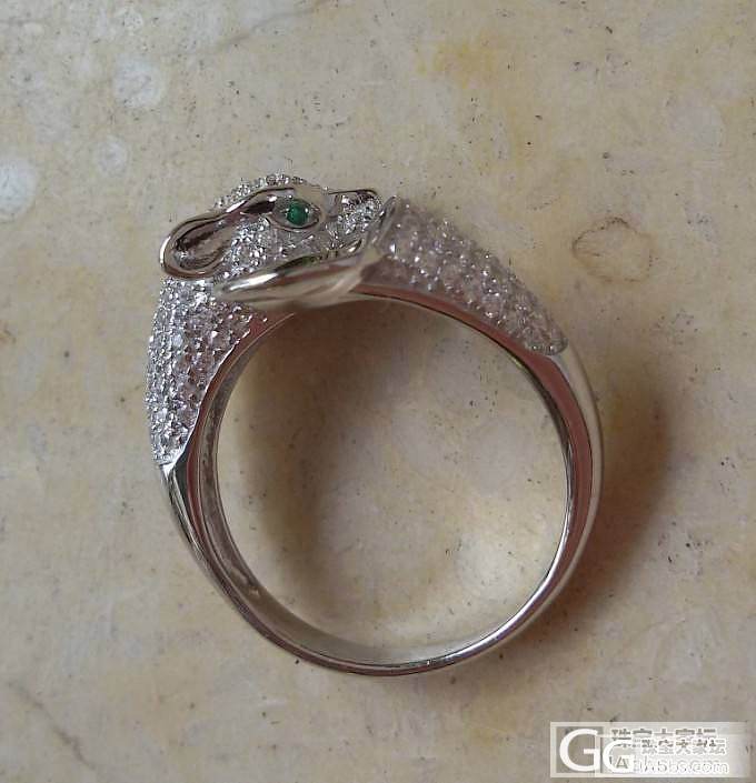 925银镀白金卡地亚款豹子头戒指托蓝珀 珍珠专用DIY 打酱油必备 活口圈精工货!_银