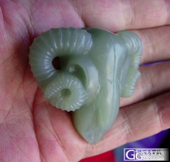 和田玉青白玉特别细腻籽料海派精雕羊头骨特色把件_传统玉石