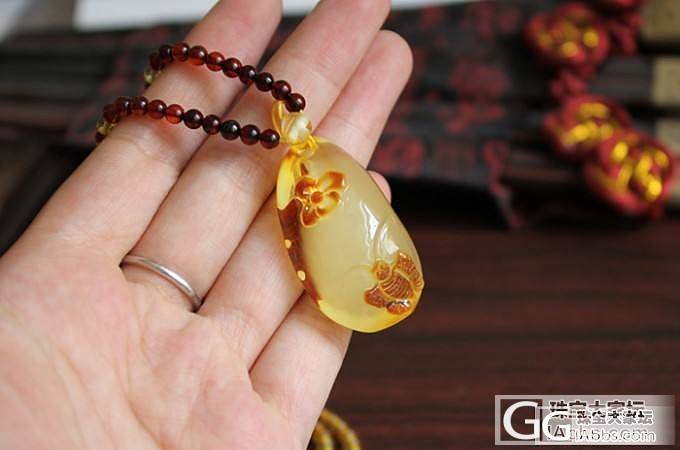 【挽玉阁】天然琥珀蜜蜡蝶恋花吊坠 1450包顺_挽玉阁