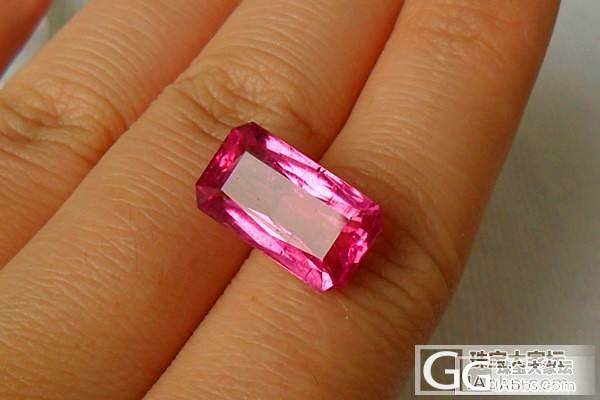 【彩石记】Rubellite桃红色长条碧玺戒面7.6ct_宝石