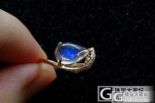 【彩石记】18k玫瑰金钻石镶嵌玻璃月光水滴戒指，12号_宝石