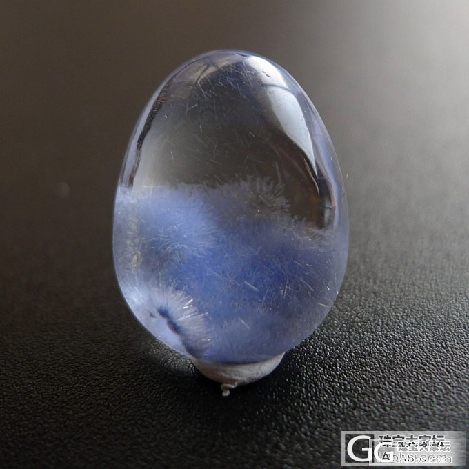毛茸茸的蓝线石水晶~ 上微距真相啦~~ 天然蓝发晶_幽灵晶