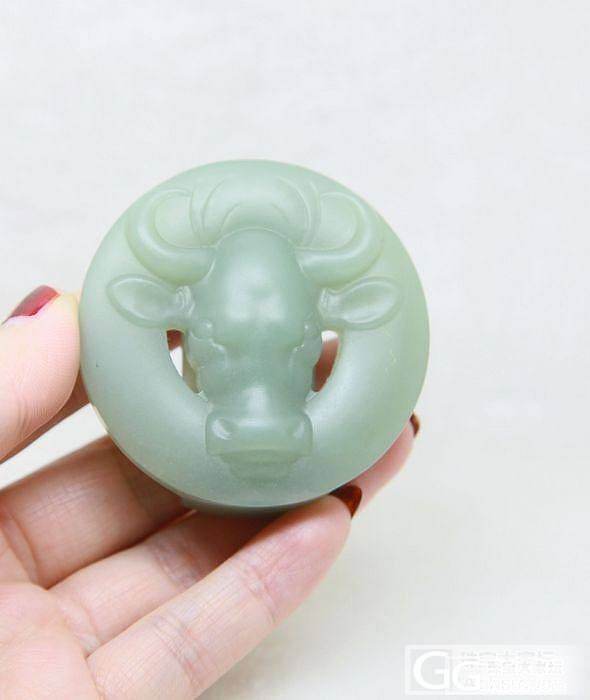 【菜菜和田玉】糖玉,青白,牛气冲天男士皮带扣_传统玉石