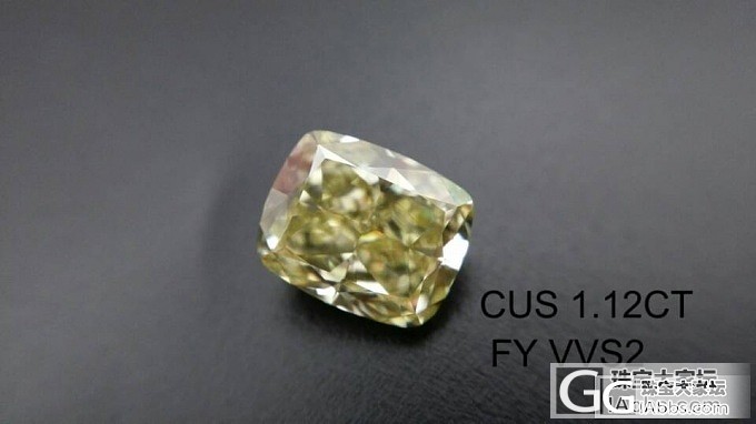 【雅克高登】1.12克拉中彩黄(Fancy Yellow)VVS2枕垫形切割黄钻..._钻石