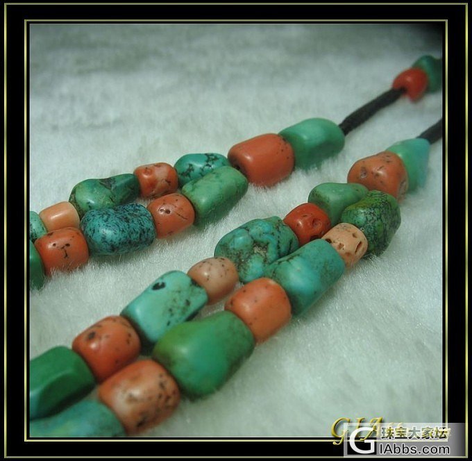 欣赏下，老青金石包金项链和珊瑚绿松石项链。。。_松石珊瑚文玩