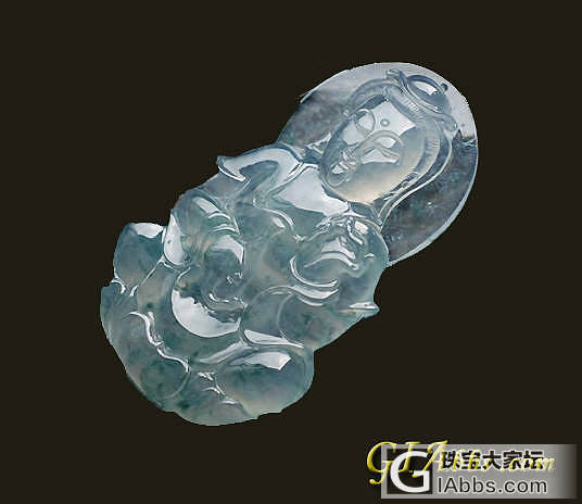蓝绿飘花观音_挂件翡翠