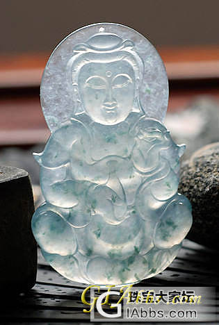 蓝绿飘花观音_挂件翡翠