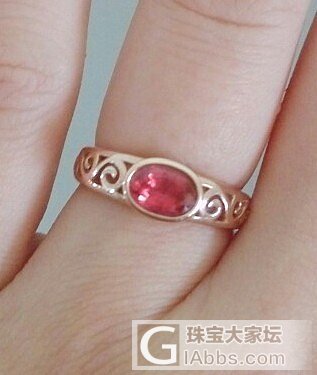 第一团小尖晶戒指还图——简单的美丽，取名“帘卷海棠红”_鑫艺首饰镶嵌