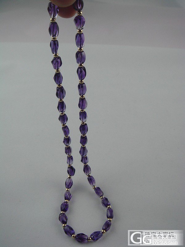 刻面扭片紫水晶项链14k小金珠项链_宝石