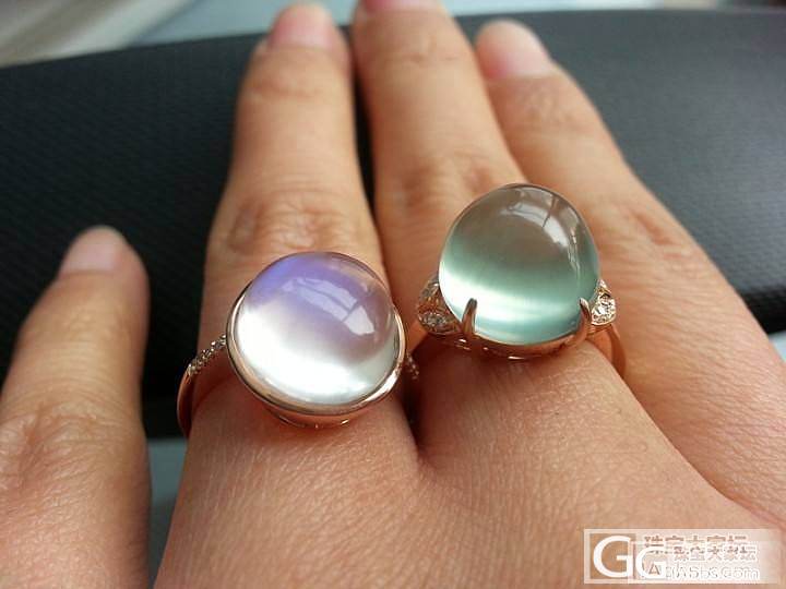 超美玻璃月光戒指、蓝绿色葡萄石戒指_宝石