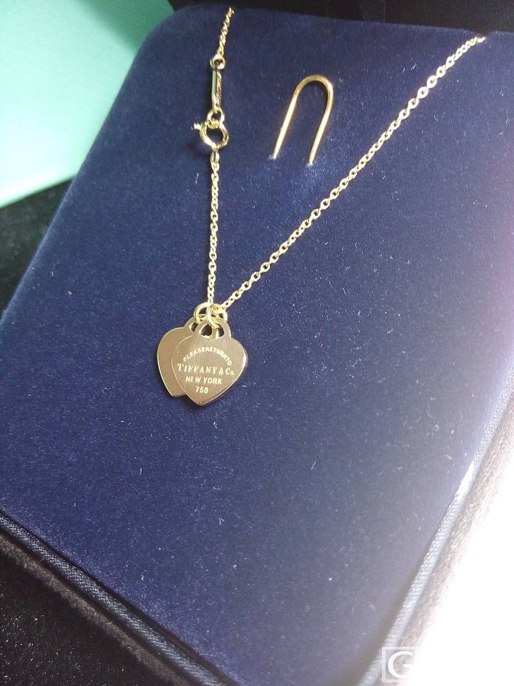 双心吊坠，专柜一致，520礼物，18K_K金