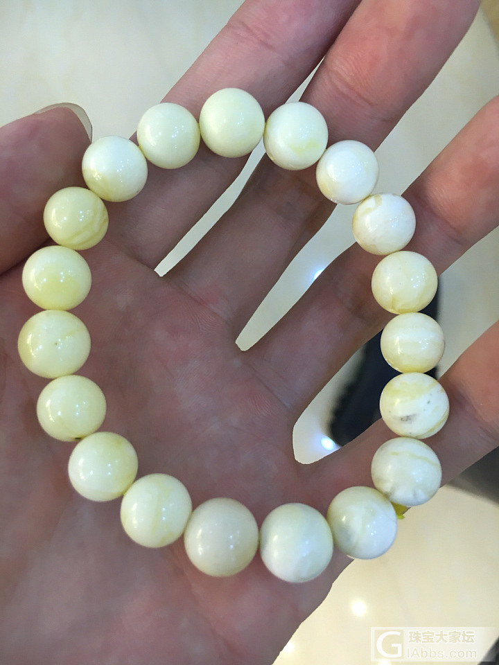 天然10mm白蜜圆珠手串_珠串蜜蜡