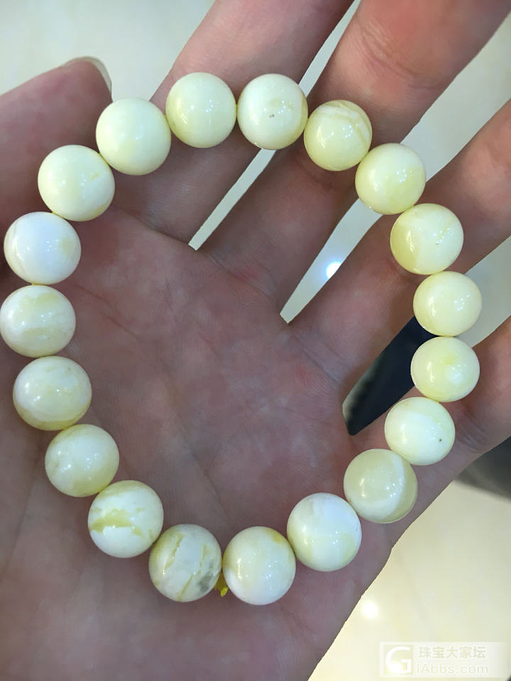天然10mm白蜜圆珠手串_珠串蜜蜡