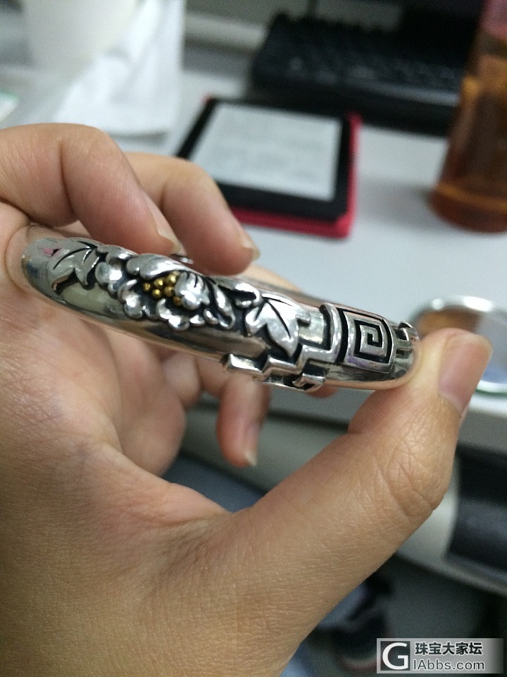 跟风晒左手-墙角牡丹_手镯银