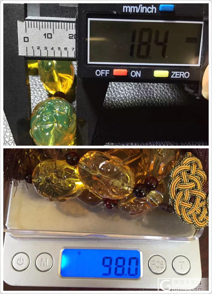 蓝珀18子手持_珠串蓝珀