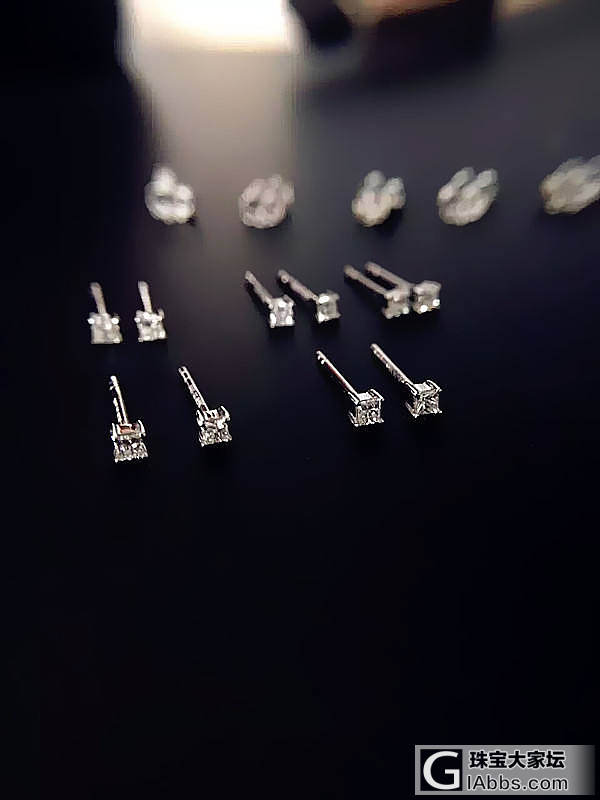 18K白公主方钻石耳钉0.10ct/对_耳钉钻石