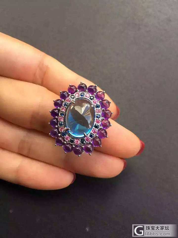 欧美精典贵族风范：紫罗兰素面托帕石戒指_戒指托帕石彩色宝石