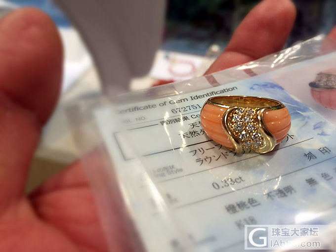一个准BOKE得戒指  日本工镶嵌_珊瑚戒指
