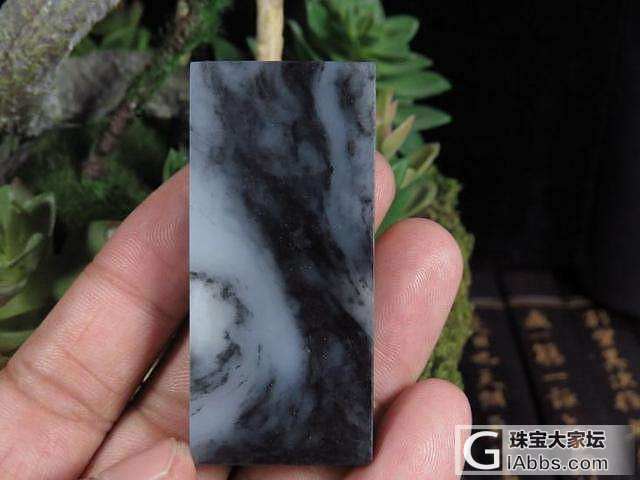 水墨画青花籽料玉牌_牌子青花玉