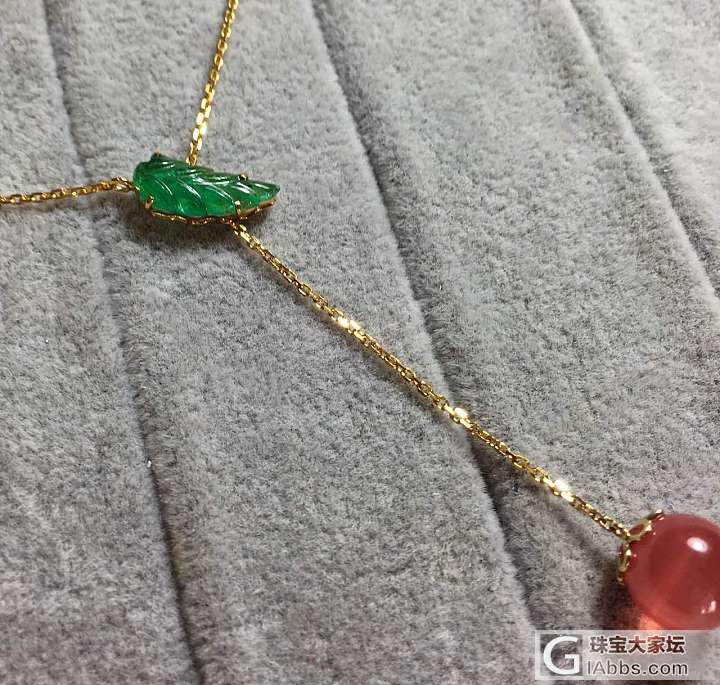 【爱之使者】18金镶嵌爱情果实项链 叶子祖母绿 果子红纹石 超美_首饰珠宝项链红纹石祖母绿