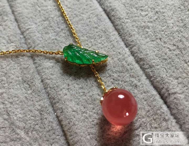【爱之使者】18金镶嵌爱情果实项链 叶子祖母绿 果子红纹石 超美_首饰珠宝项链祖母绿红纹石