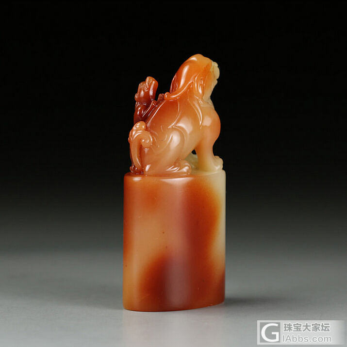 寿山老性巧色结晶芙蓉石 精雕母子情深印章_寿山石