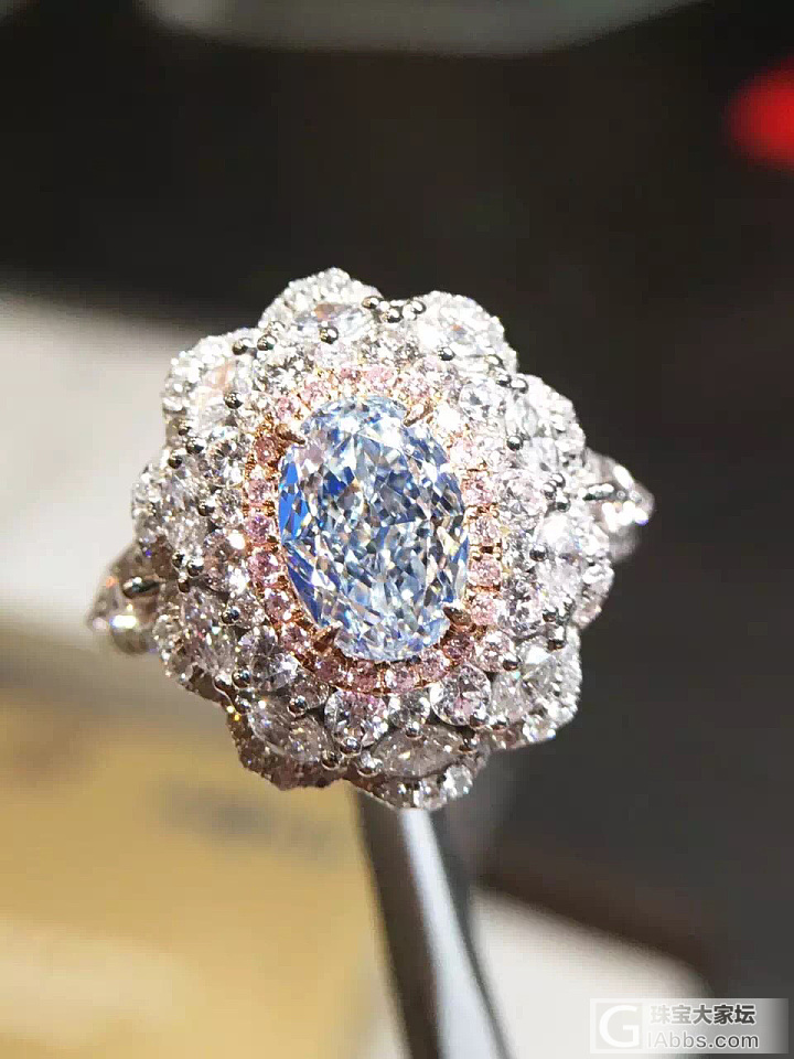 GIA 1.08ct FAINT BLUE IF净度，供大家欣赏！！_彩钻戒指钻石