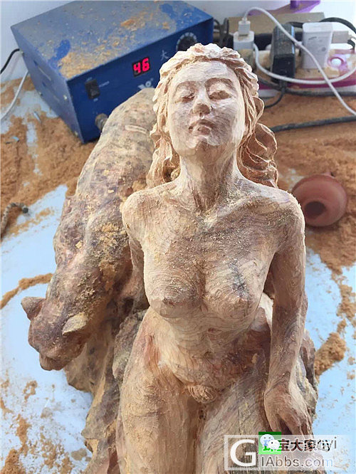 新作纯手工雕刻《豹女》_木雕