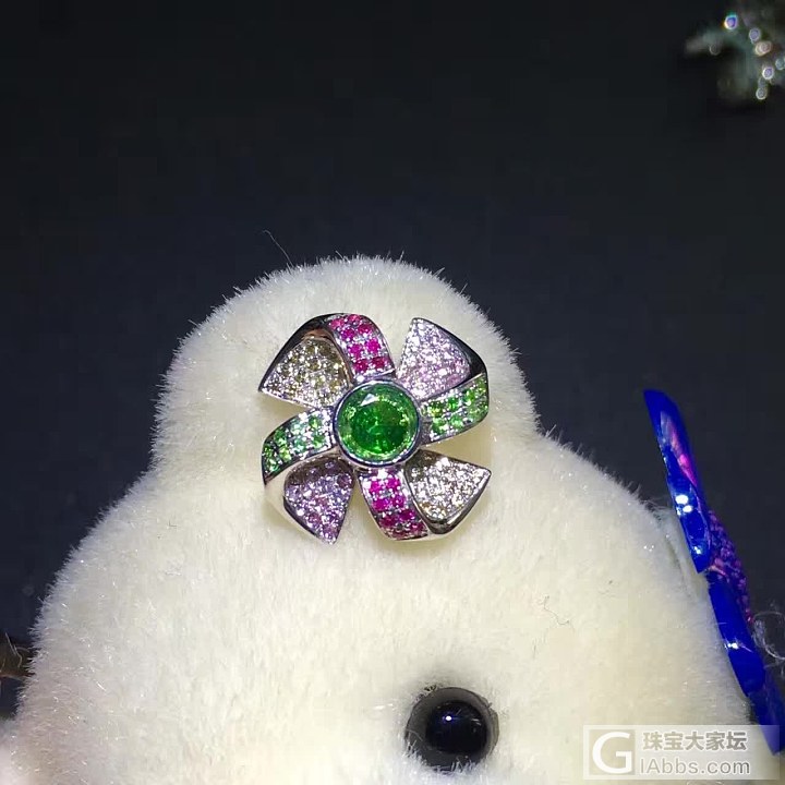 【美克拉】别样的风车耳钉 18K金彩宝围镶红碧玺 沙弗莱耳钉_耳钉沙弗莱碧玺