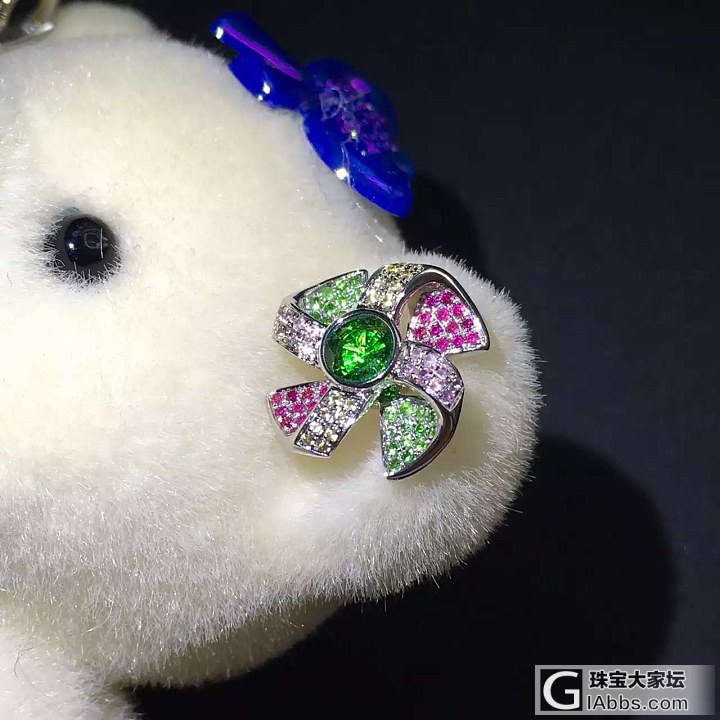 【美克拉】别样的风车耳钉 18K金彩宝围镶红碧玺 沙弗莱耳钉_耳钉沙弗莱碧玺