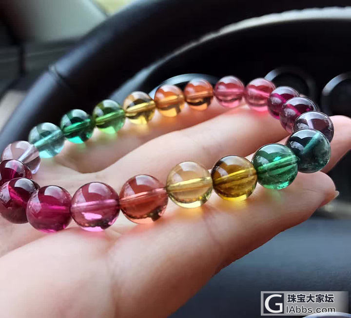 随便挑了几条彩虹碧玺_珠串碧玺