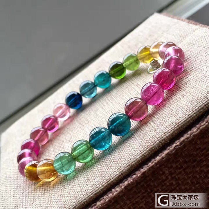 随便挑了几条彩虹碧玺_珠串碧玺