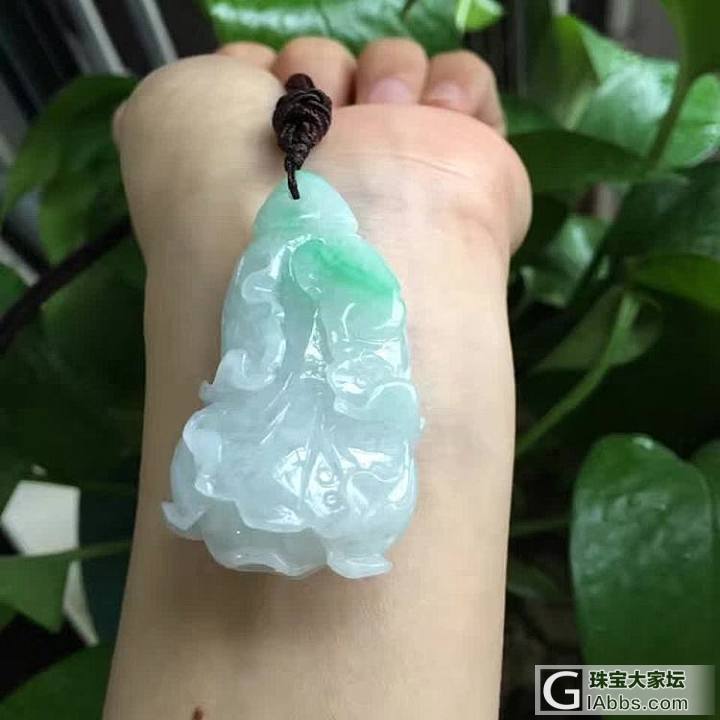 翠领珠宝天然翡翠a货飘阳绿白菜吊坠百财冰糯种摆财挂件_翡翠