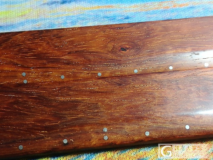 小叶紫檀高油密老料心镶嵌999纯银丝尺子_小叶紫檀