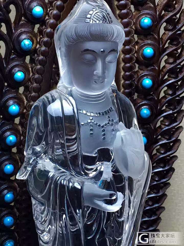 A体品质极品【白水晶观音摆件】 雕工精湛，大师开脸，规格加底座高39厘米裸石24..._摆件白水晶