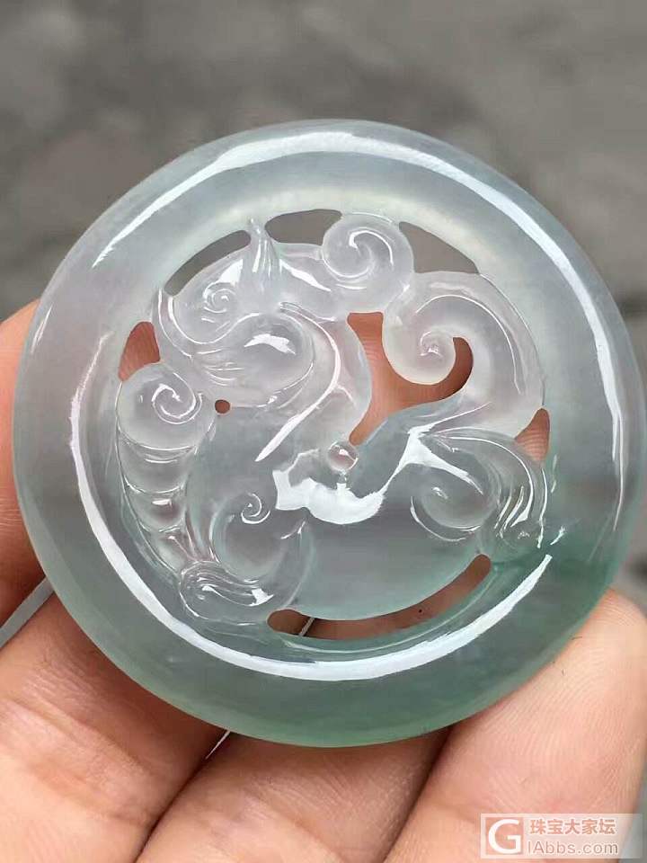 翡翠冰种麒麟牌_挂件翡翠
