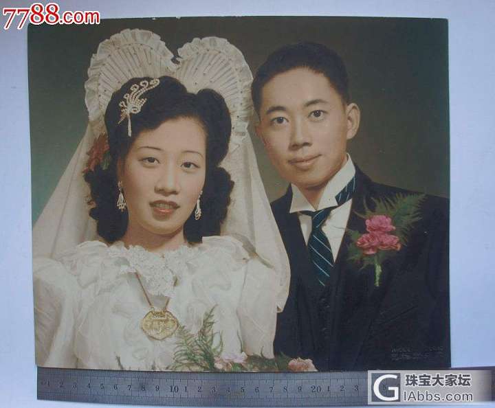 民国戴锁片结婚照_银