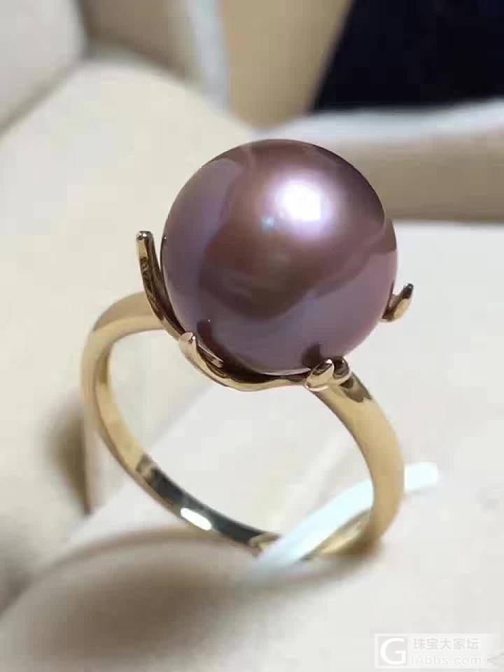 强光浓艳紫色戒指👏👏👏_珍珠