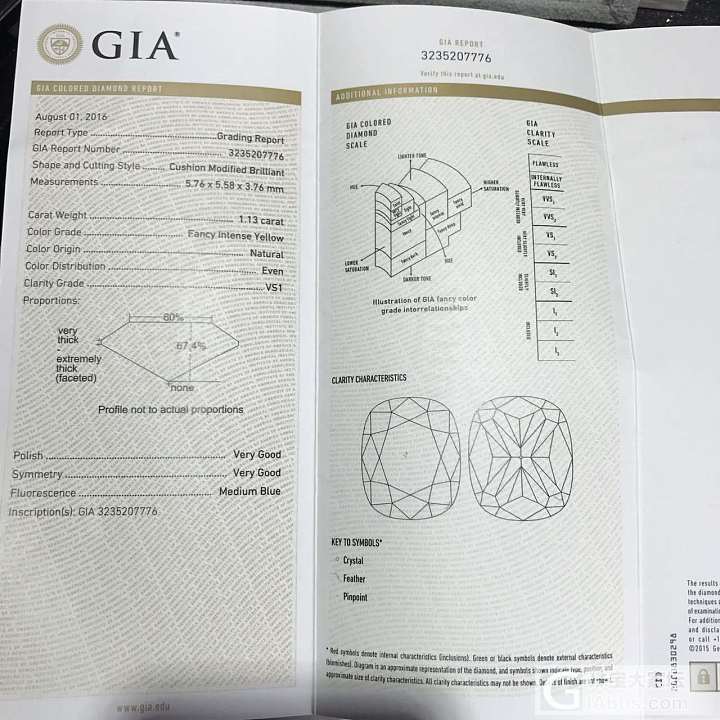 【VVS彩钻】 GIA 1.13ct 浓彩黄 VS1净度 现货出售_异形钻彩钻