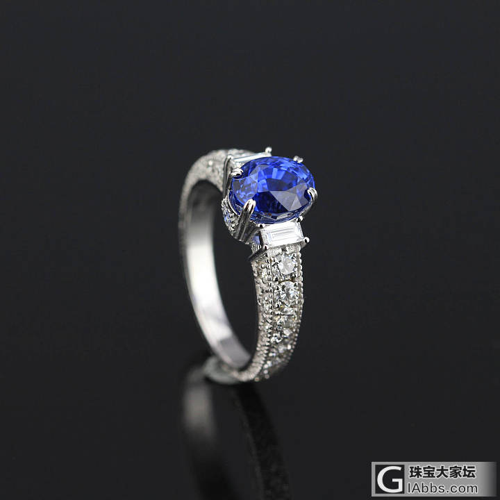 【悠然亭珠宝】18k金镶钻蓝宝石戒指 无加热 2.65ct GIC证 豪华满钻_蓝宝石戒指