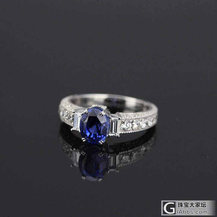 【悠然亭珠宝】18k金镶钻蓝宝石戒指 无加热 2.65ct GIC证 豪华满钻_蓝宝石戒指