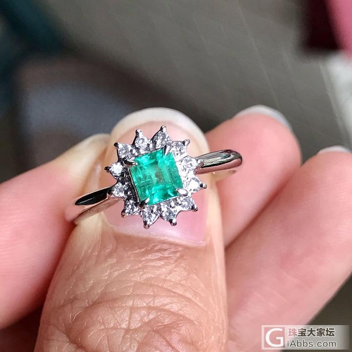 【皇家彩宝-哥伦比亚祖母绿】0.37克拉哥伦比亚祖母绿戒指，微油_戒指祖母绿