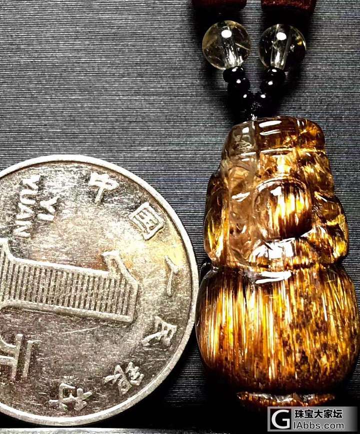 招财利器金发晶貔貅吊坠_金发晶