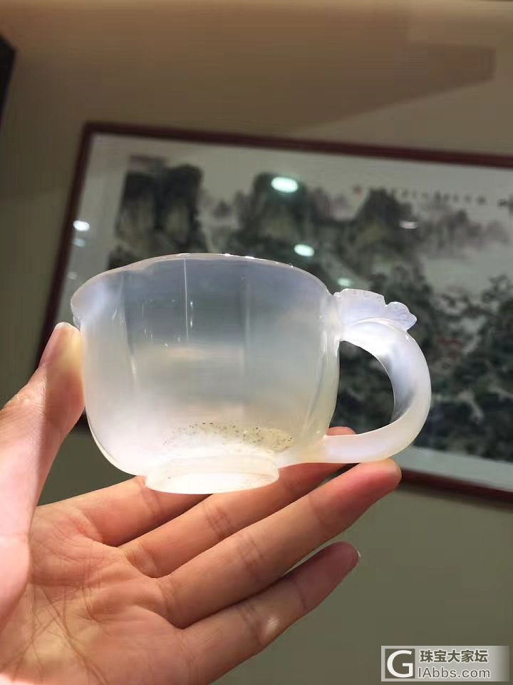 马料玉髓蝴蝶杯，料子冰透_摆件玉髓