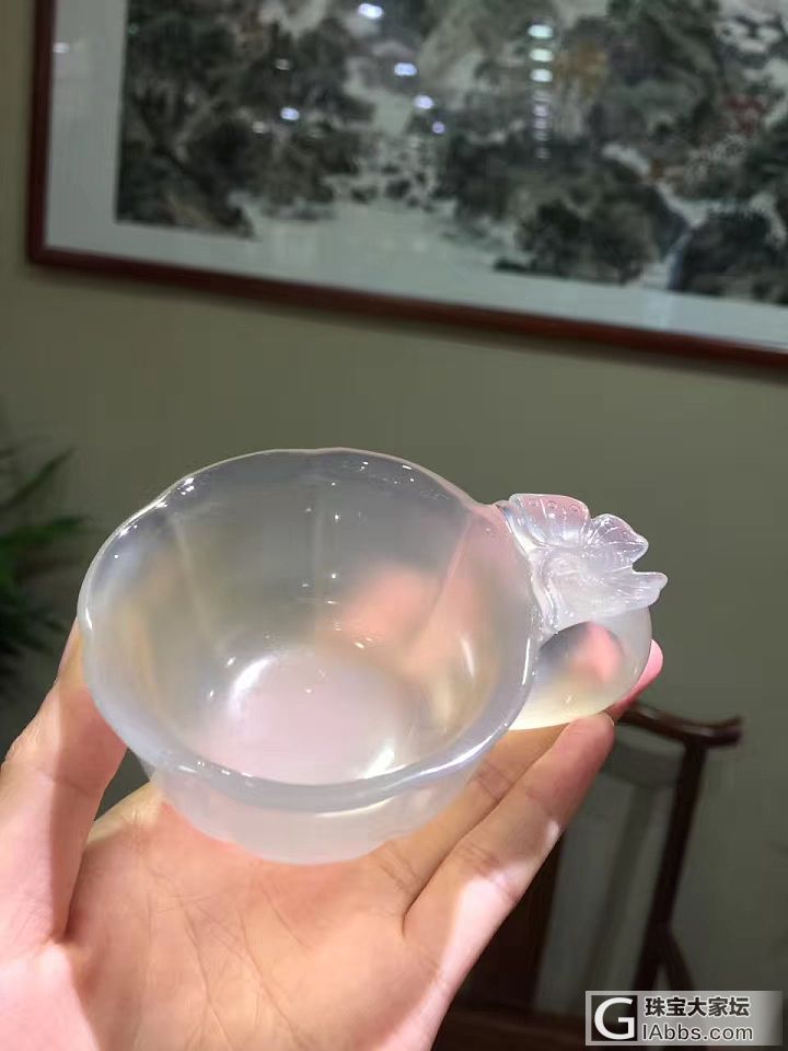 马料玉髓蝴蝶杯，料子冰透_摆件玉髓