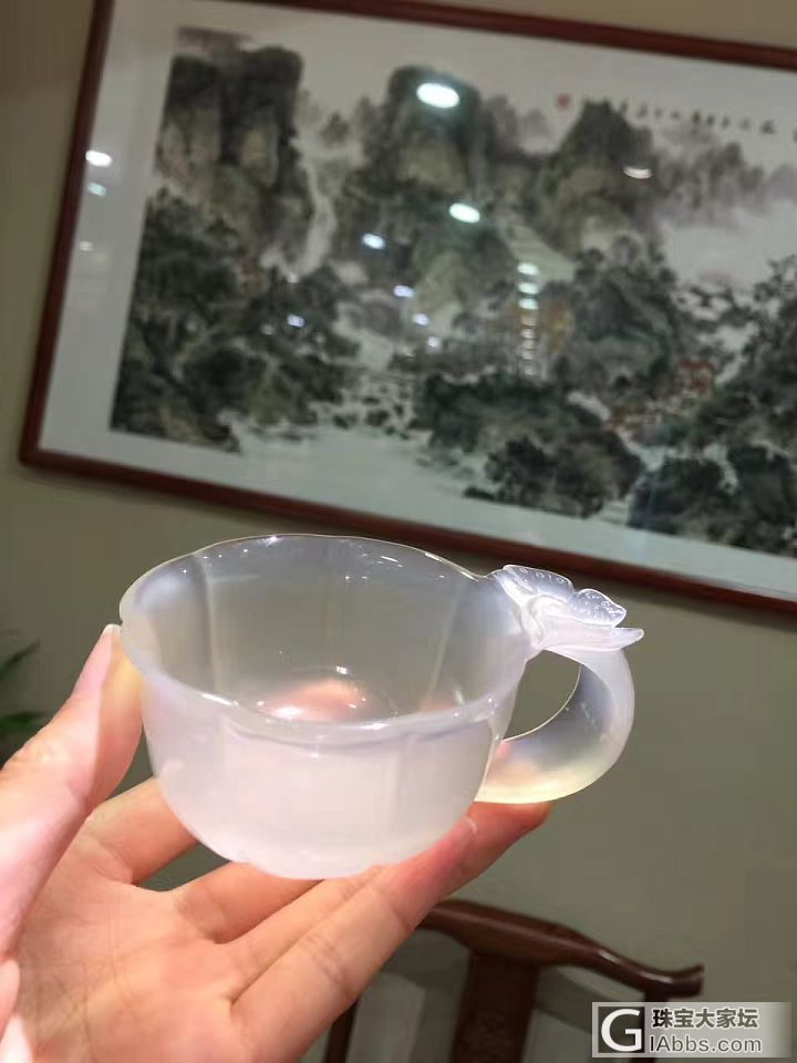 马料玉髓蝴蝶杯，料子冰透_摆件玉髓