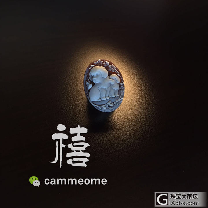 simonelli大师，小狗父子，爆可爱的小狗贝雕cameo_贝壳