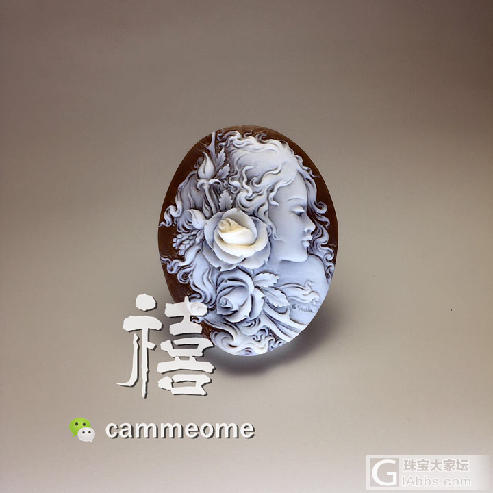 scala大师作品，爆立体玫瑰女神，意大利cameo贝雕_贝壳