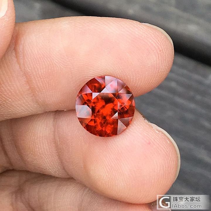 4.69ct 橘色 圆形 钙铝榴石 Hessonite 戒指 吊坠 镶嵌定制_刻面宝石石榴石